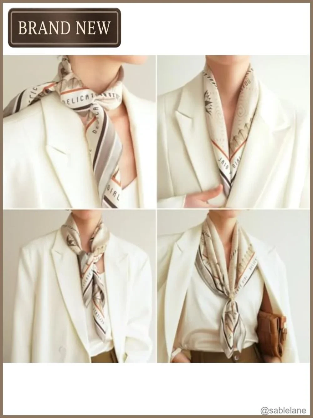 Silk Feeling Square Hair Scarf Bandana for Women 27.5